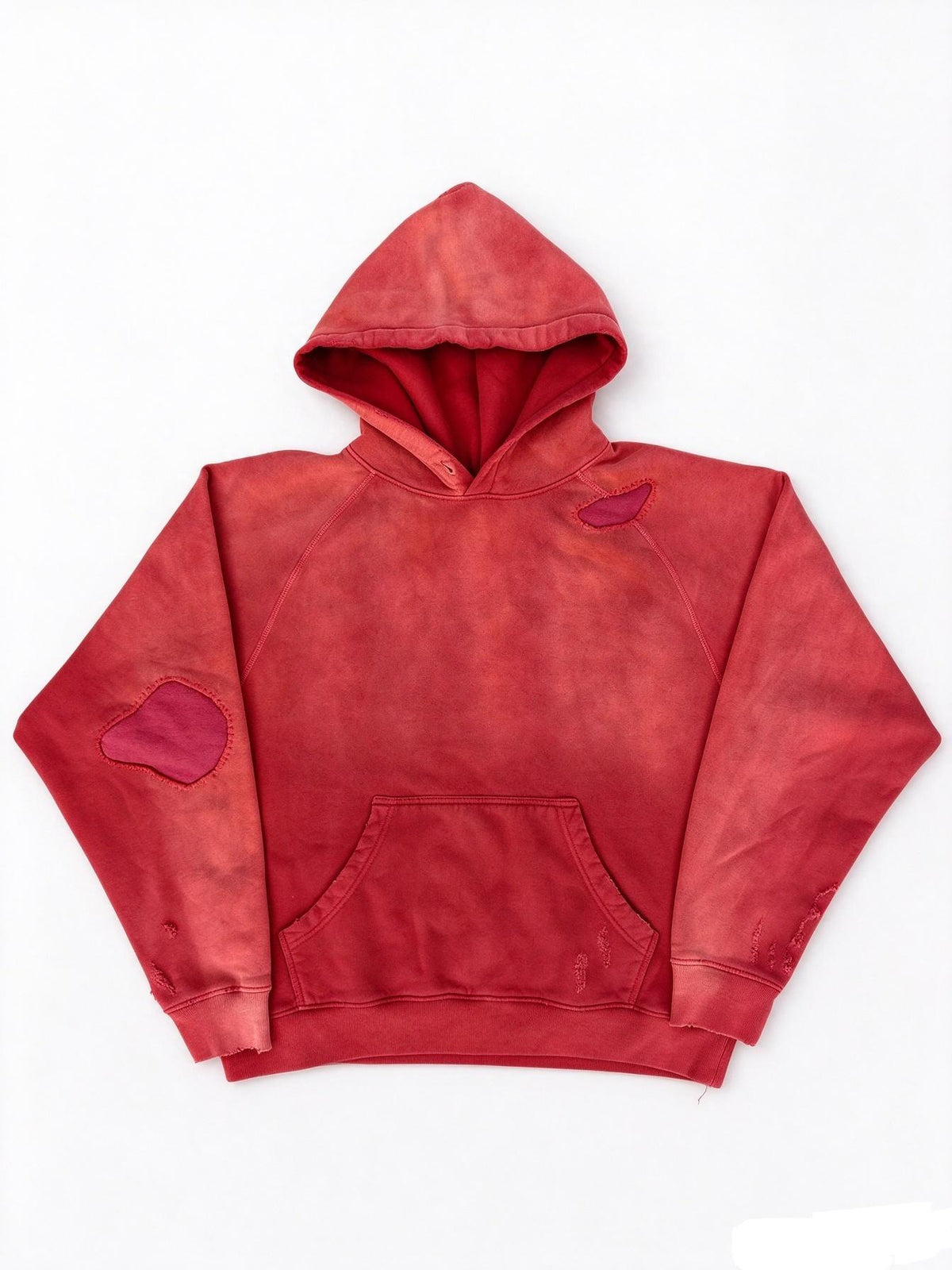 Red faded/repaired hoodie