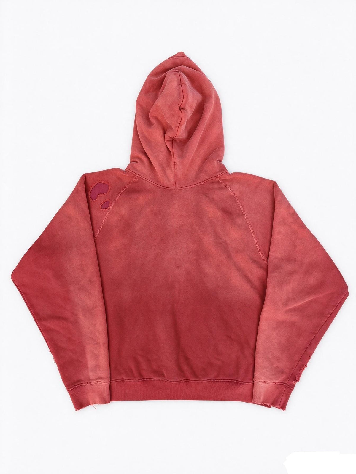 Red faded/repaired hoodie