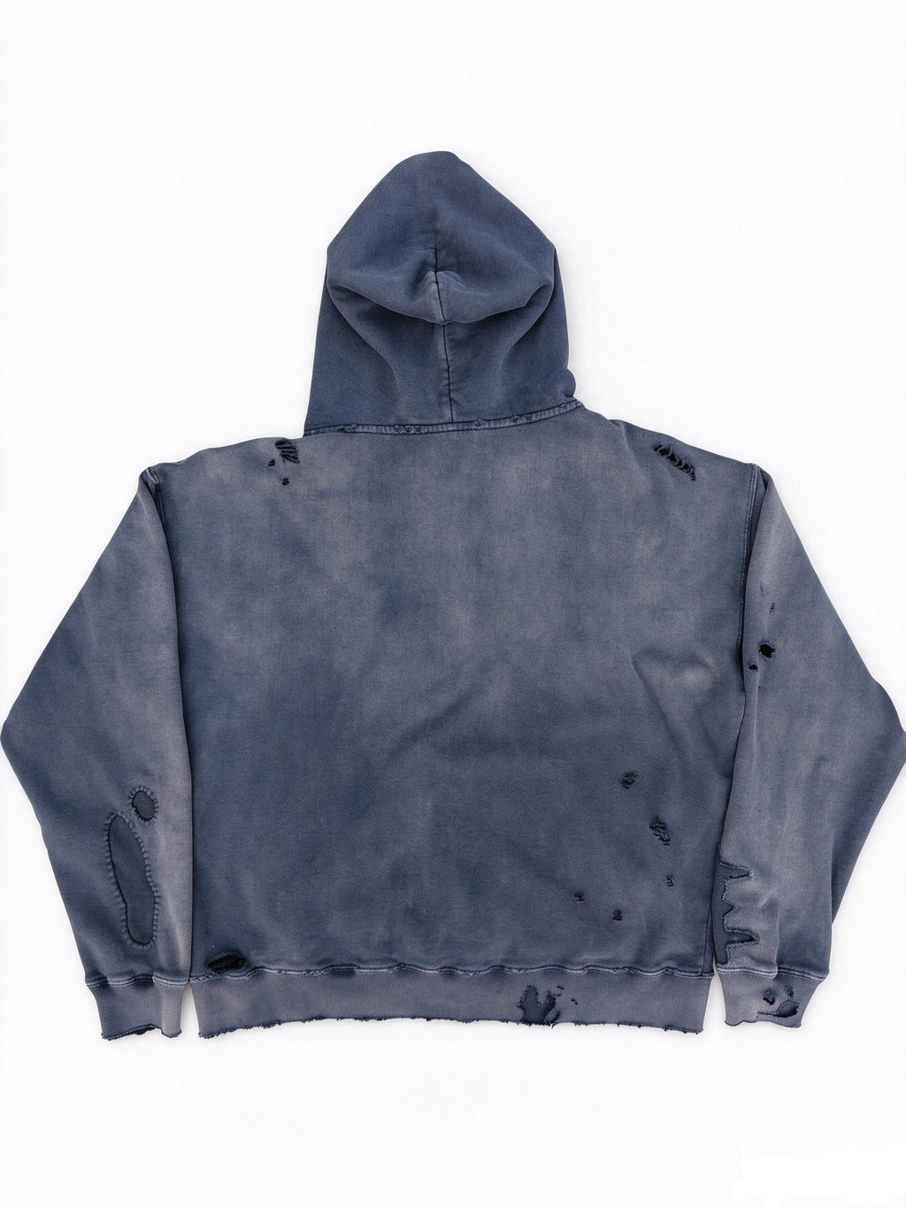 Distressed/Repaired Blue Zip Hoodie